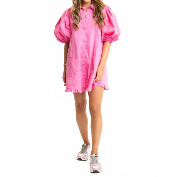 KARLIE Dresses & Skirts - NEW KARLIE women's puff ruffle dress in pink